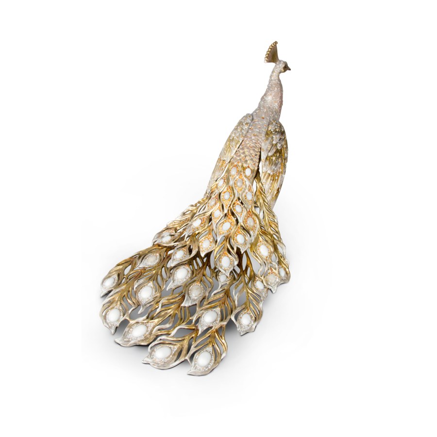 Golden Peacock Figurine