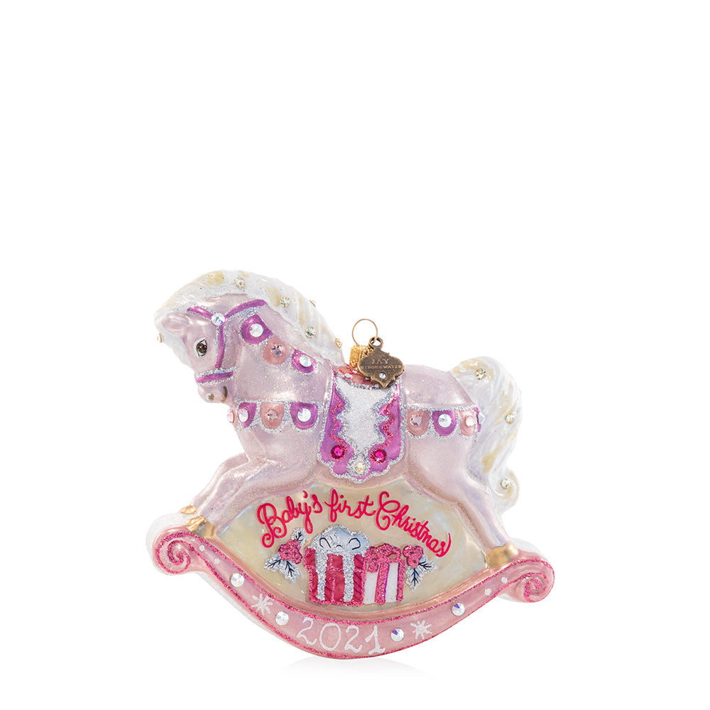 Baby's 1st Rocking Horse Pink Glass Ornament – Jay Strongwater