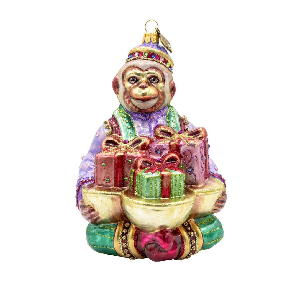 Monkey Bearing Gifts Ornament – Jay Strongwater