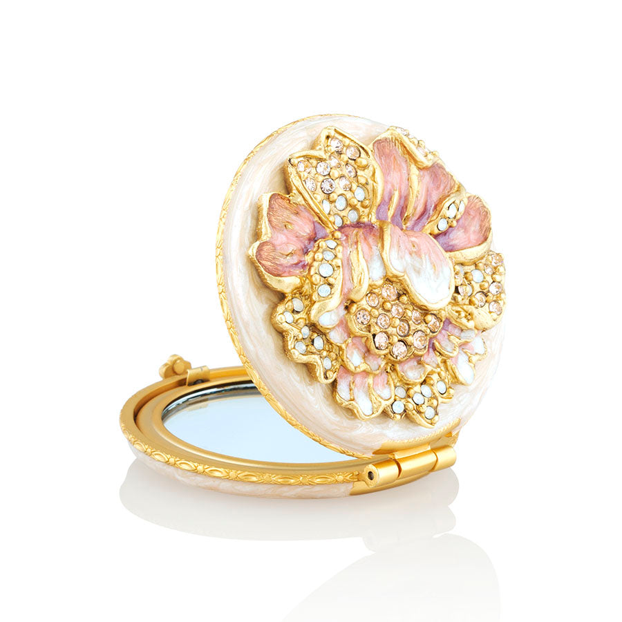 Jay Strongwater Angela Round Floral Compact.