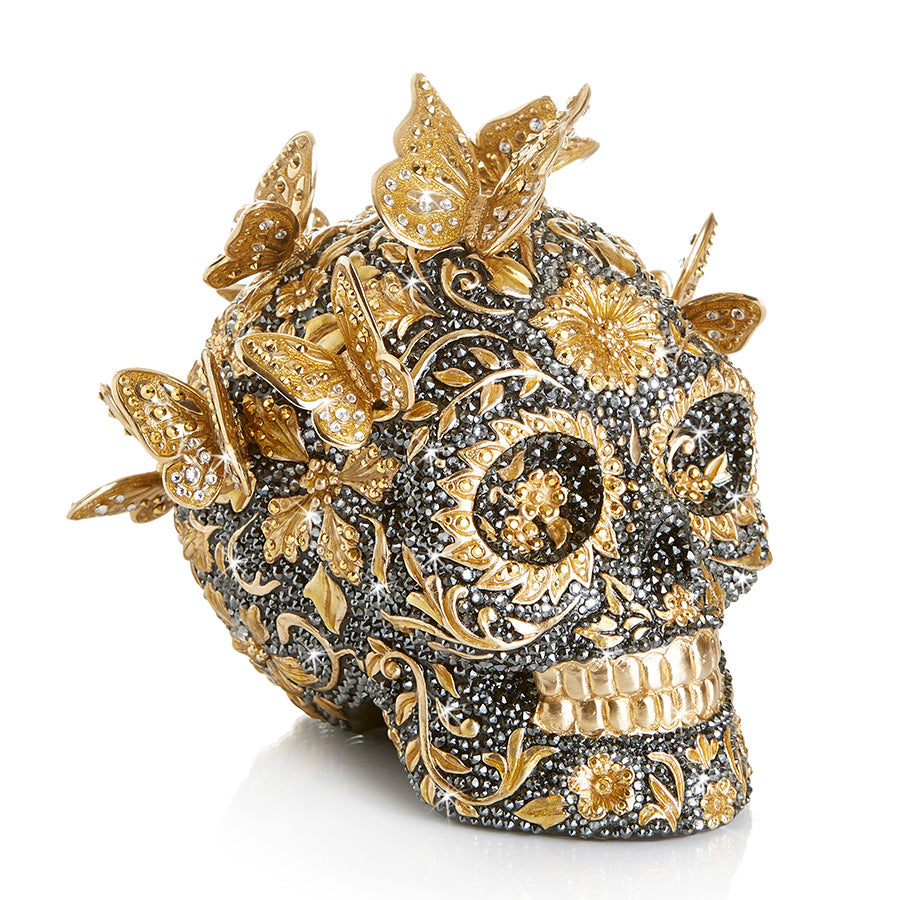 Jay Strongwater Frida Pavé Skull with Butterflies Figurine.
