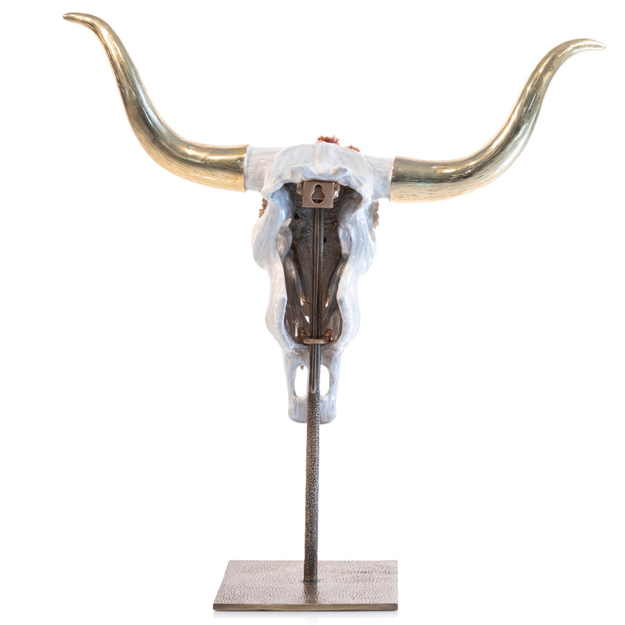 Jay Strongwater Kayden Cow Skull With Flowers Objet.