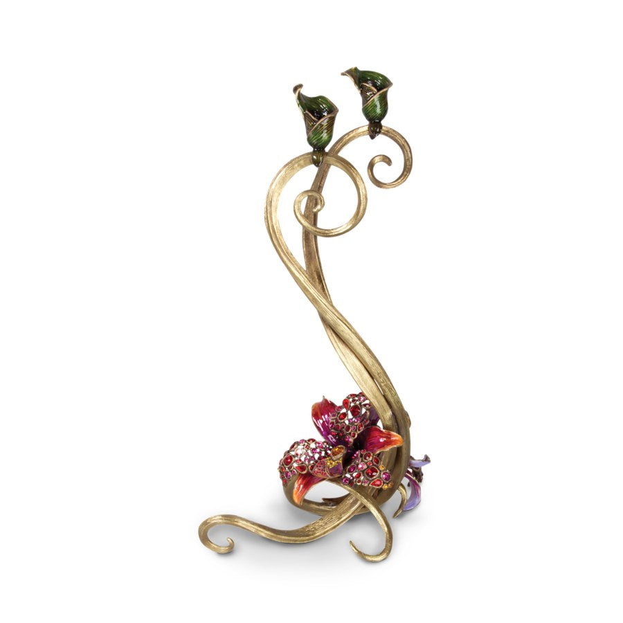 Jay Strongwater Roselyn Orchid Double Candlestick - Flora.