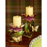 Jay Strongwater Aimee Floral 7" Pillar Candle Holder Brocade.