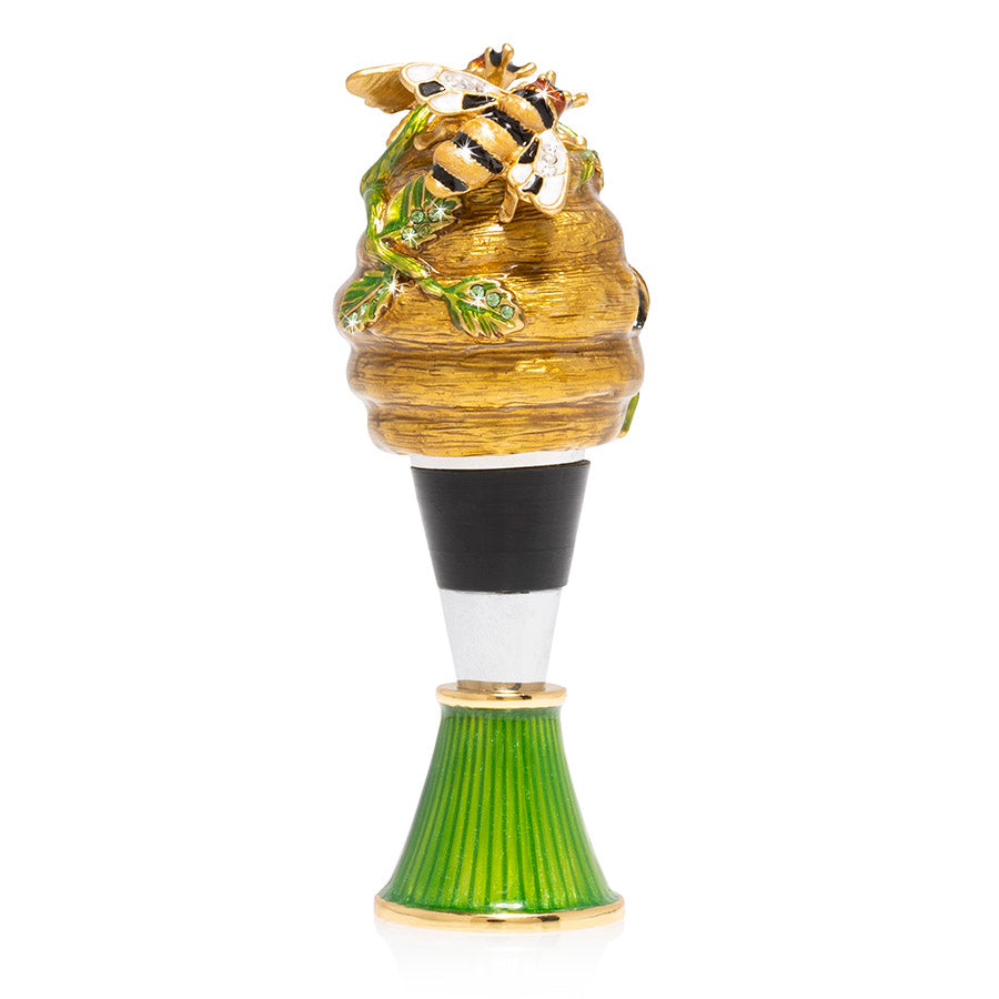 Jay Strongwater Mead Beehive Wine Stopper & Stand