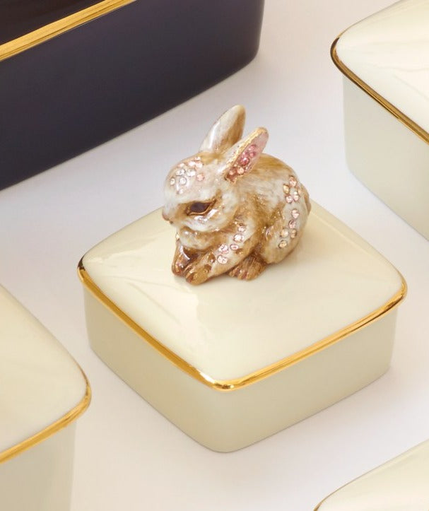 Jay Strongwater Lia Bunny Porcelain Box.