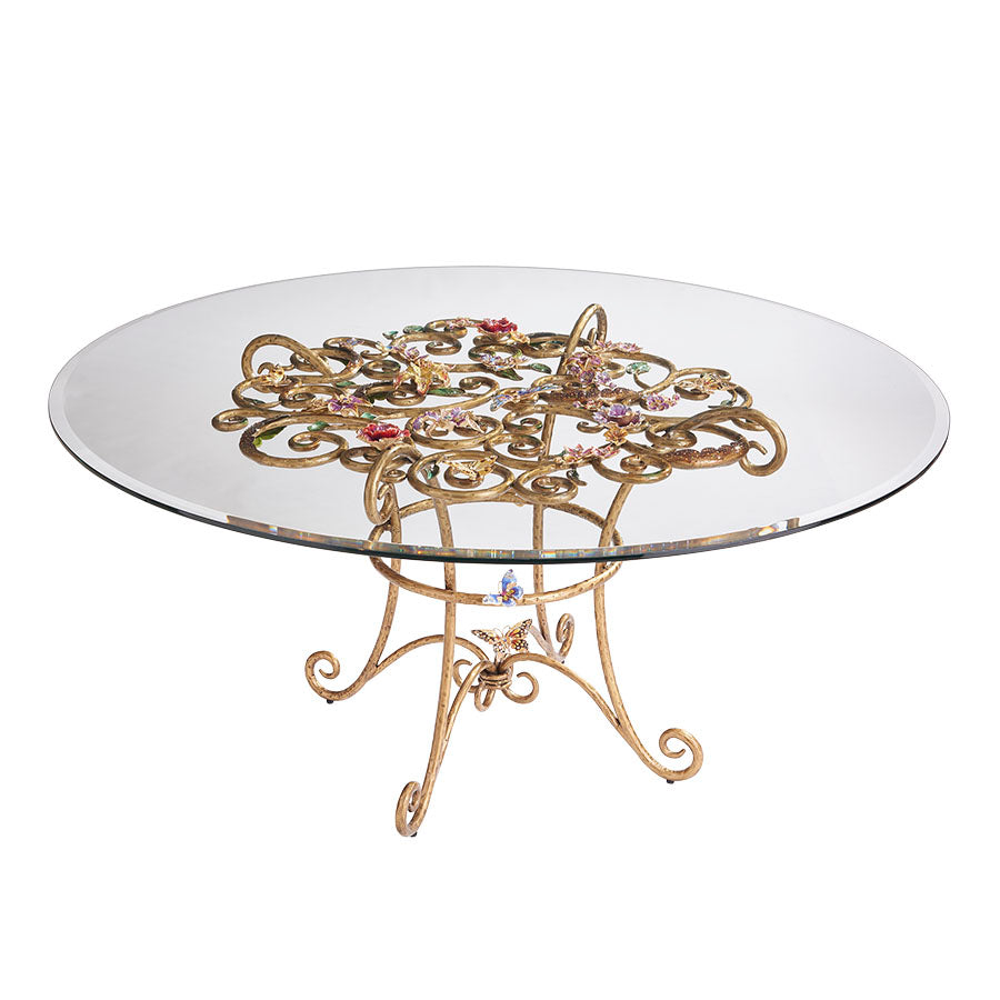 Jay Strongwater Sophia Floral Dining Table.