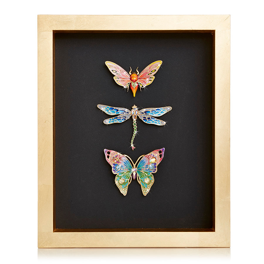 Jay Strongwater Kirby Butterfly Dragonfly Moth Wall Art.