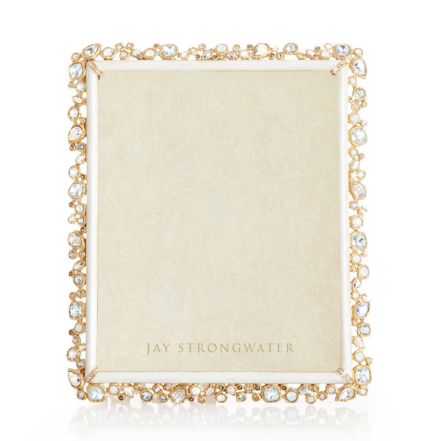 Jay Strongwater Theo Bejeweled 8" x 10" Frame - White Opal.