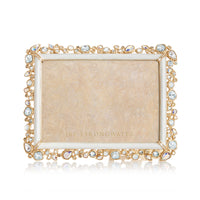Jay Strongwater Leslie Bejeweled 5" x 7" Frame - White Opal.