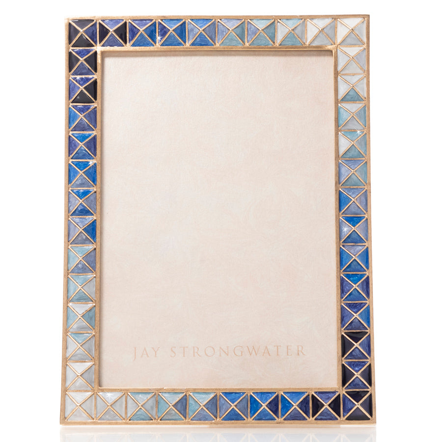 Jay Strongwater Mosaic Pyramid 5" x 7" Frame - Indigo.