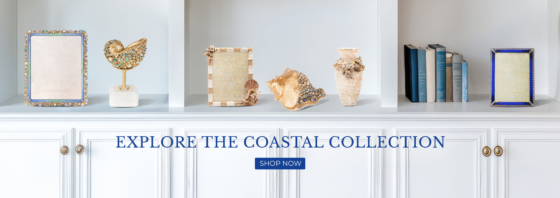 Coastal Collection Banner featuring Jay Strongwater frames and figurines