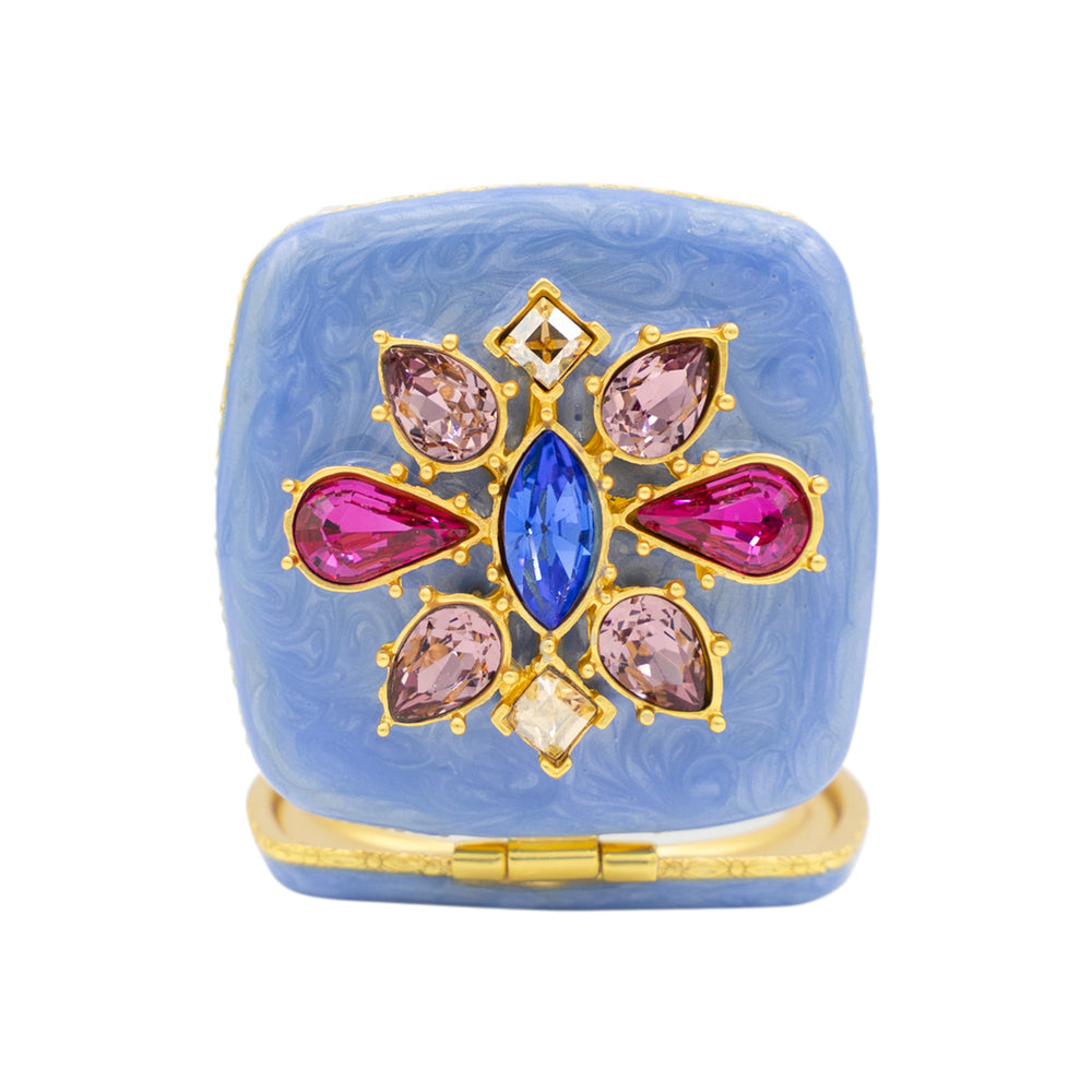 Luella 2” Square Jeweled Compact – Flora & Fauna
