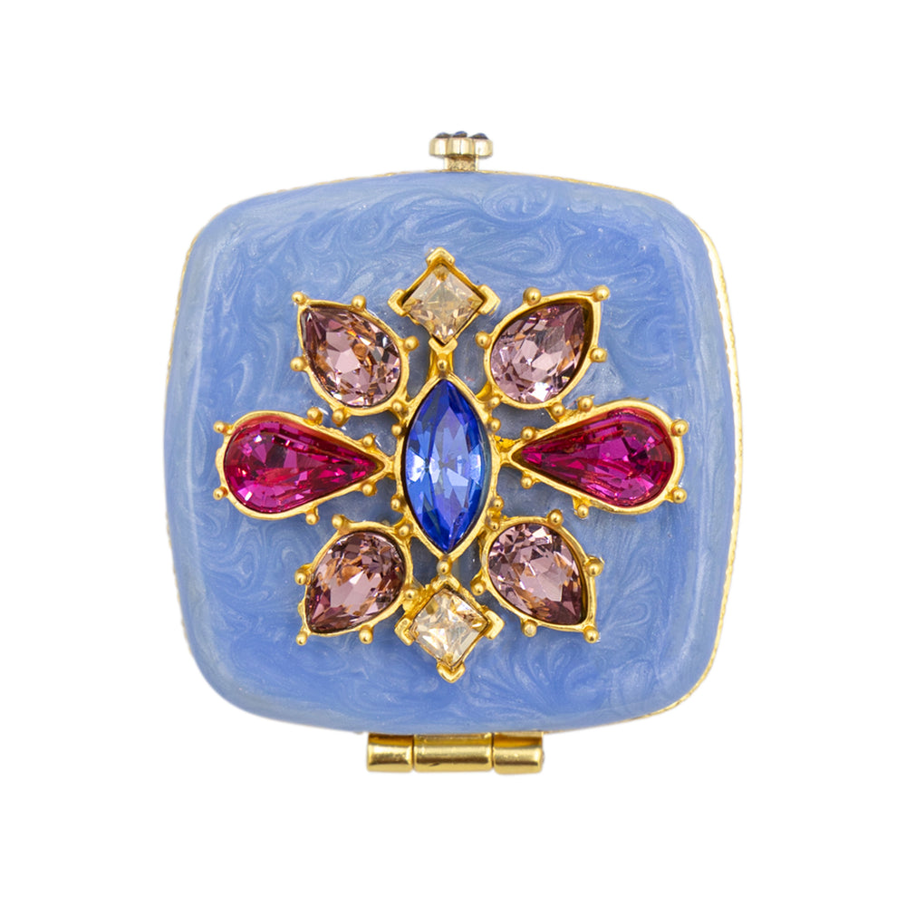 Luella 2” Square Jeweled Compact – Flora & Fauna