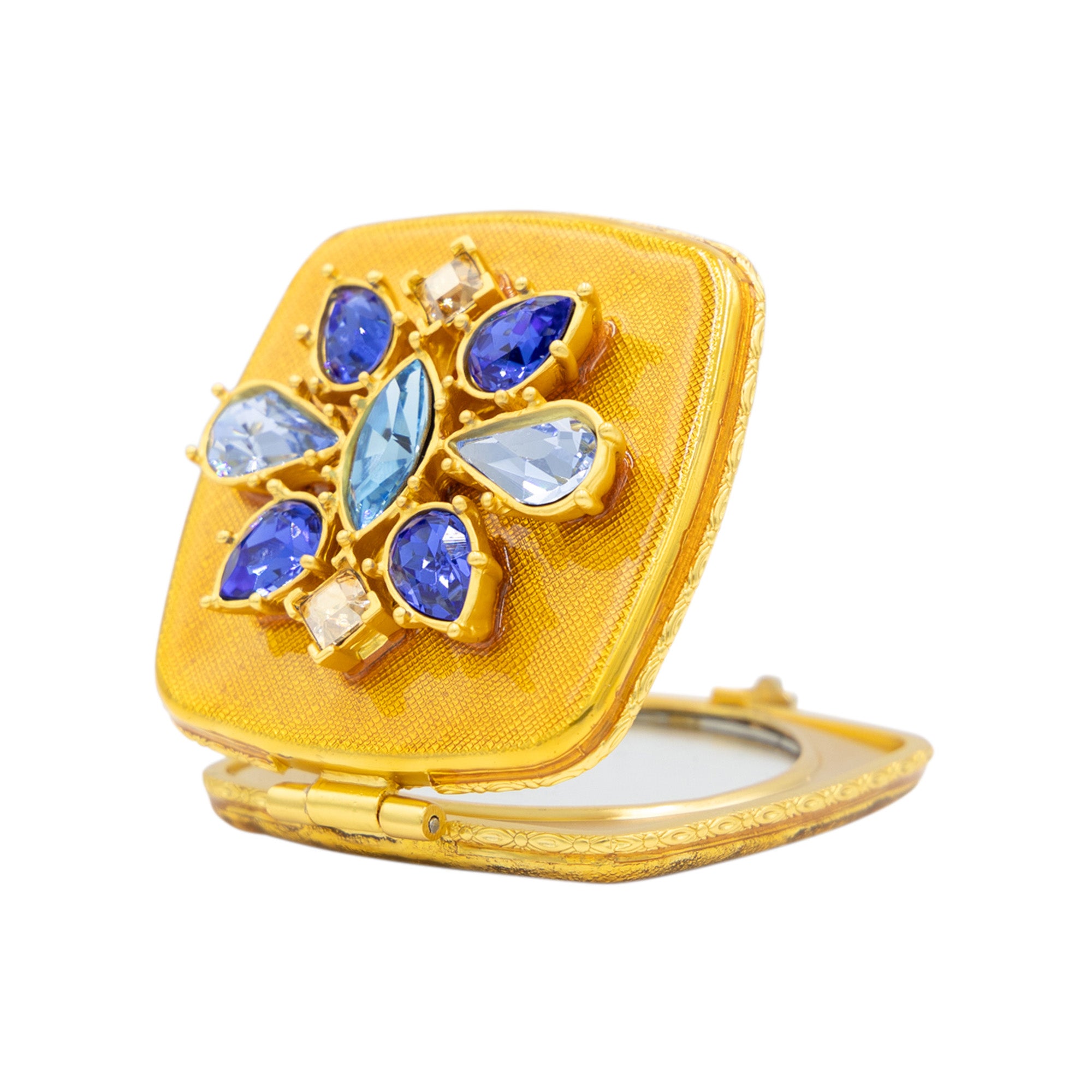Luella 2” Square Jeweled Compact – Delft Garden