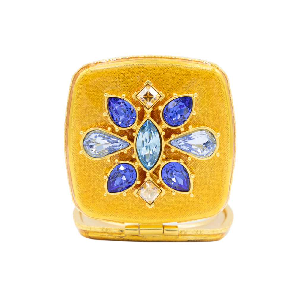 Luella 2” Square Jeweled Compact – Delft Garden