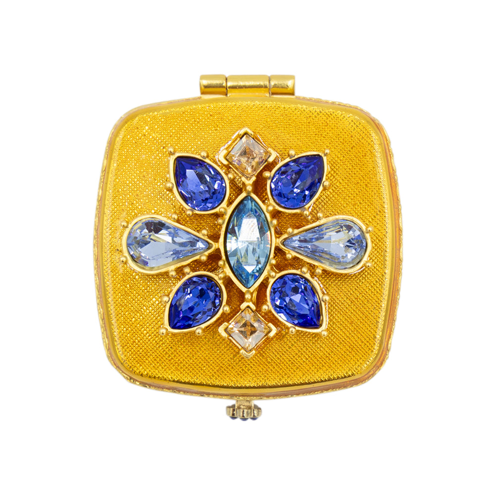 Luella 2” Square Jeweled Compact – Delft Garden