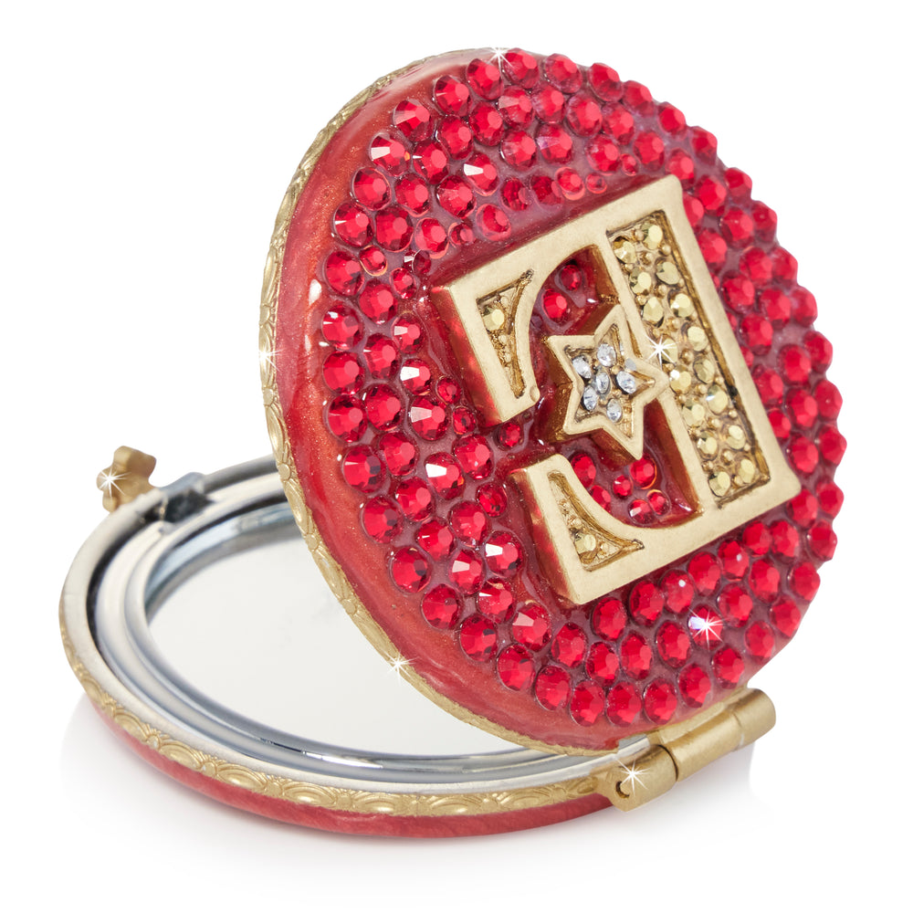 Red and Gold "E" Compact Mirror 