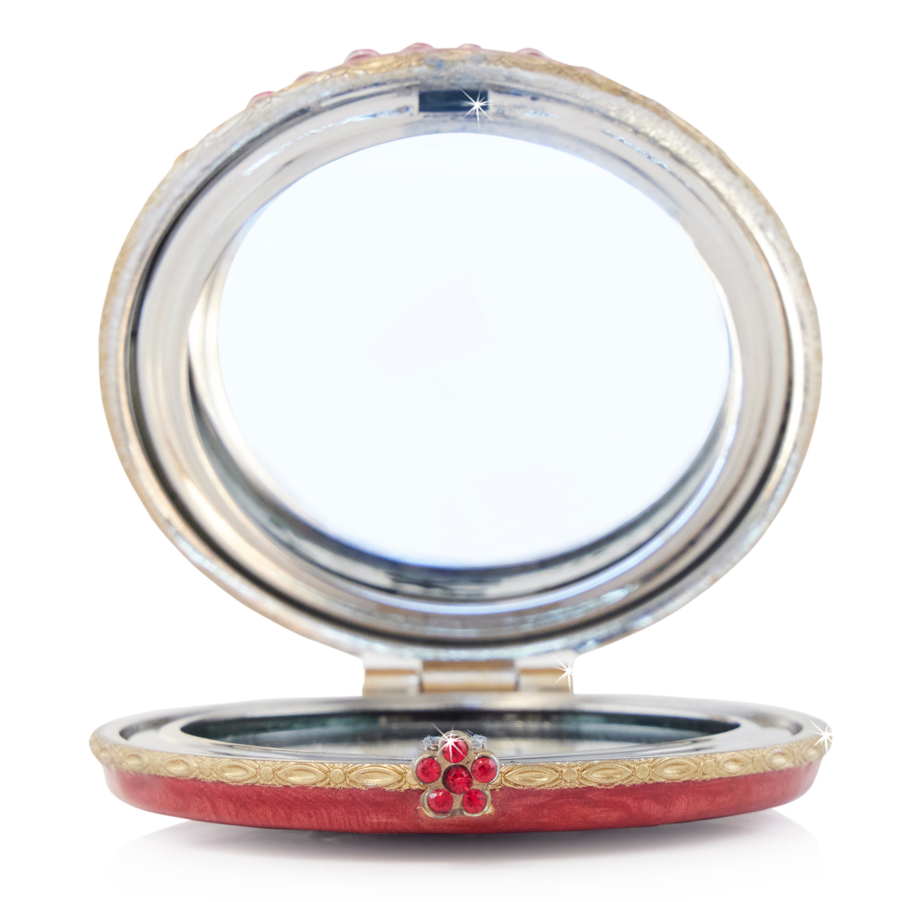 Red and Gold "E" Compact Mirror 