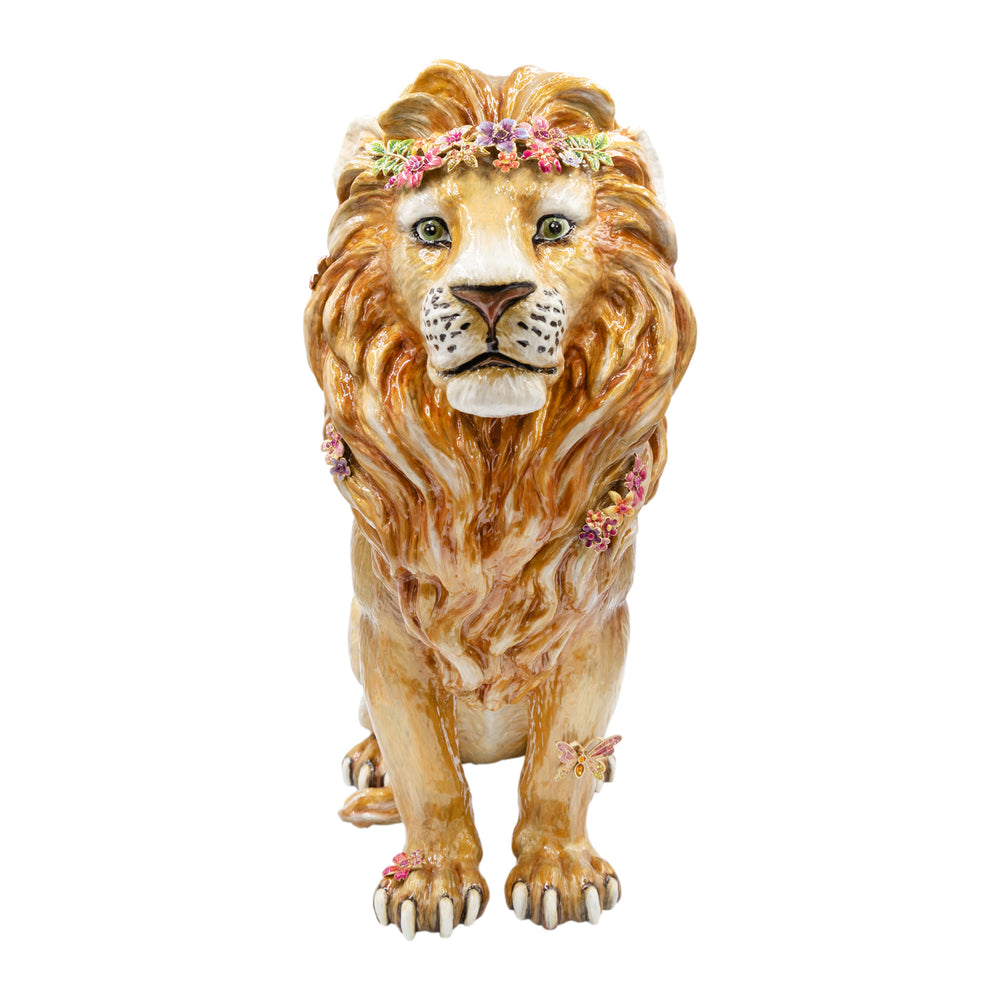 Zar Majestic Lion With Flowers Figurine