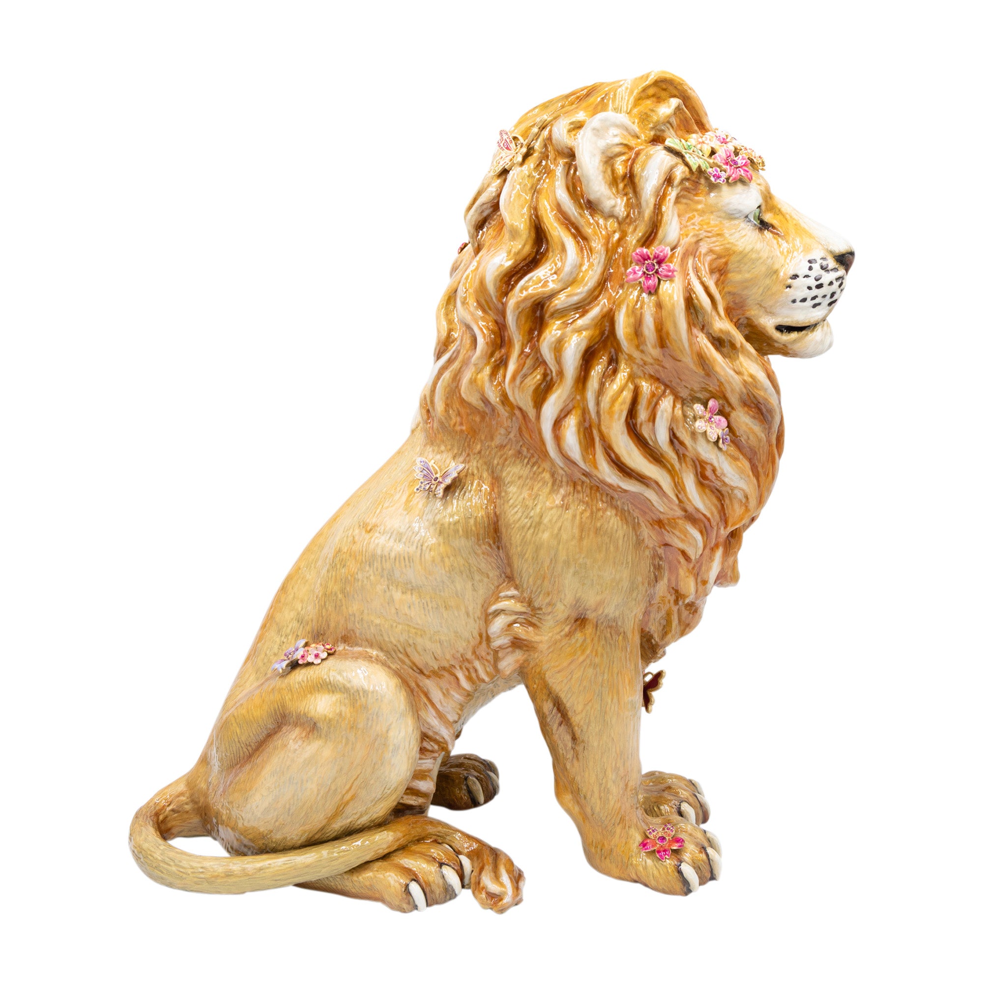 Zar Majestic Lion With Flowers Figurine