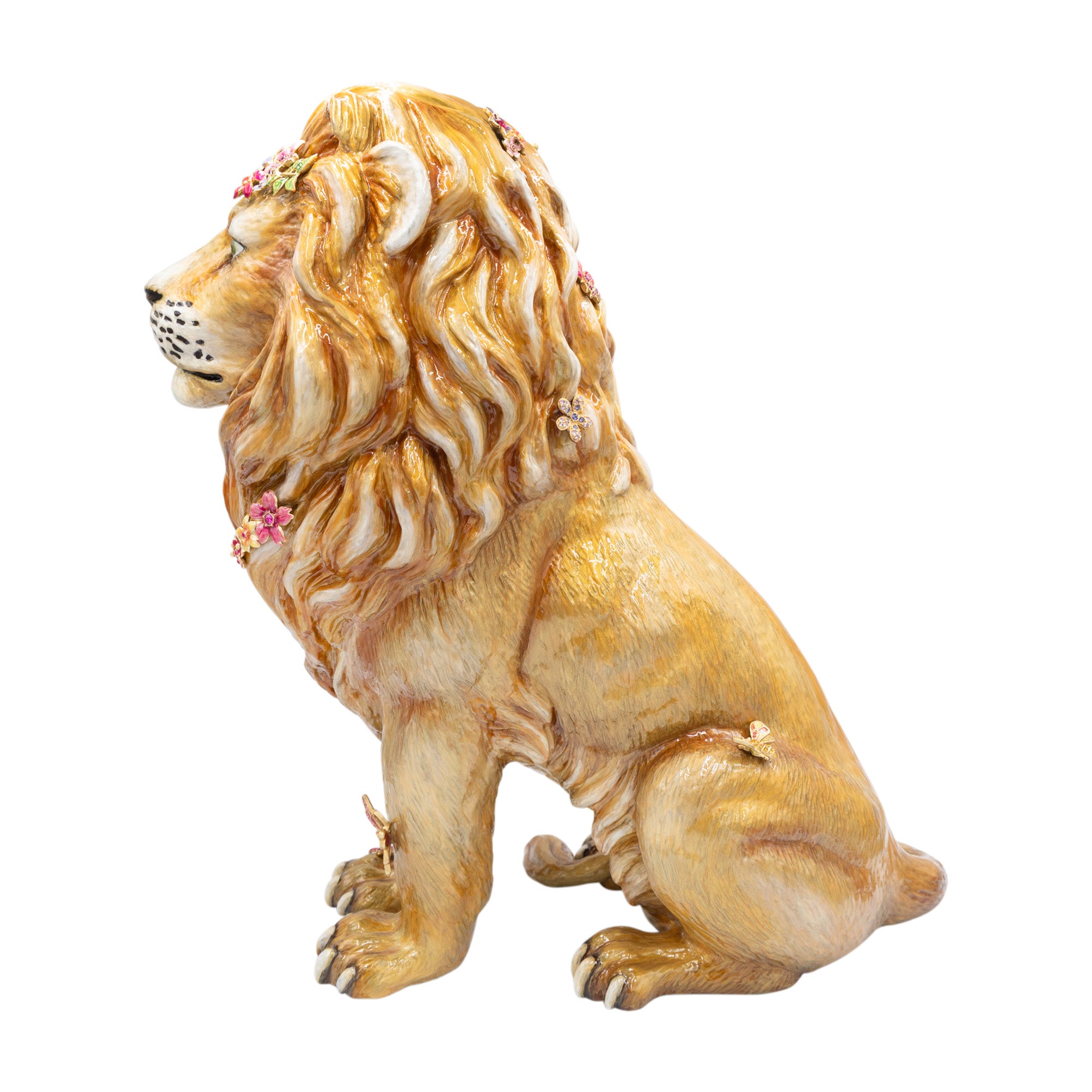 Zar Majestic Lion With Flowers Figurine