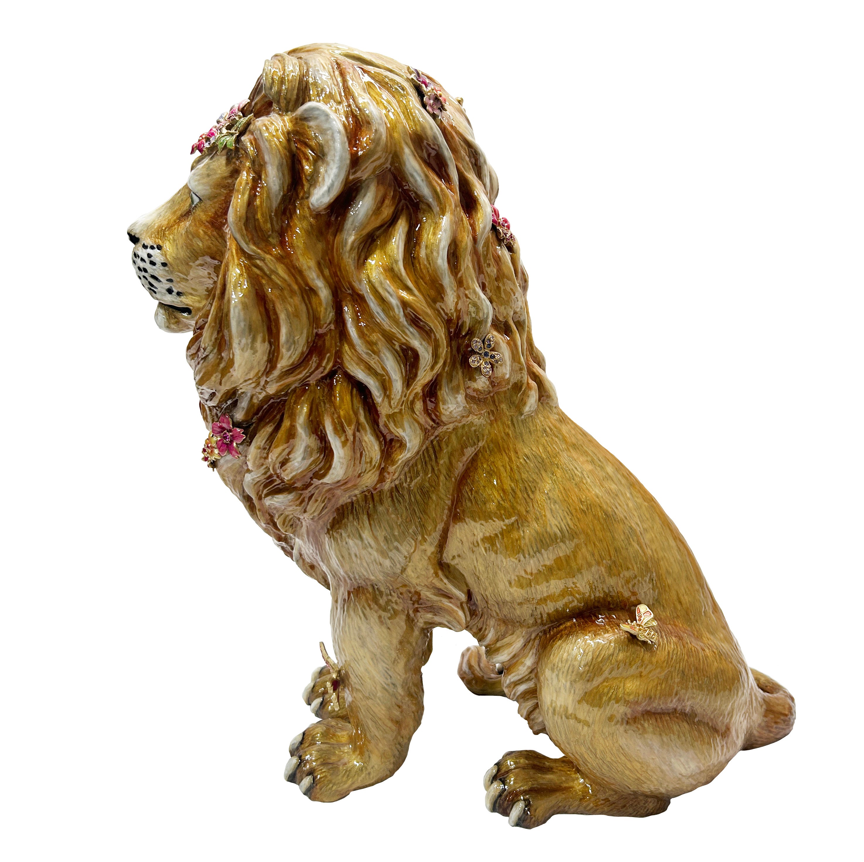 Zar Majestic Lion With Flowers Figurine