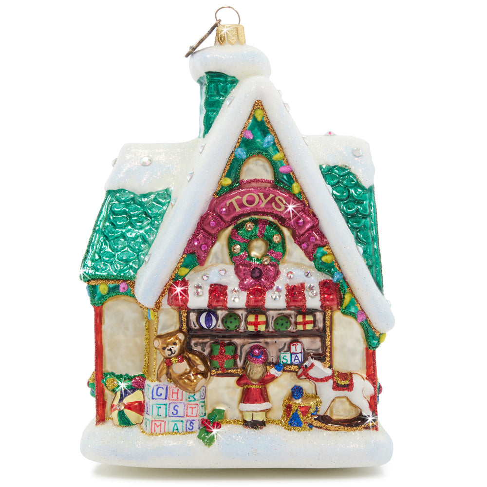 Christmas Toy Shop Glass Ornament