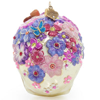 Purple Floral Skull Ornament 