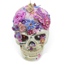 Purple Floral Skull Ornament 