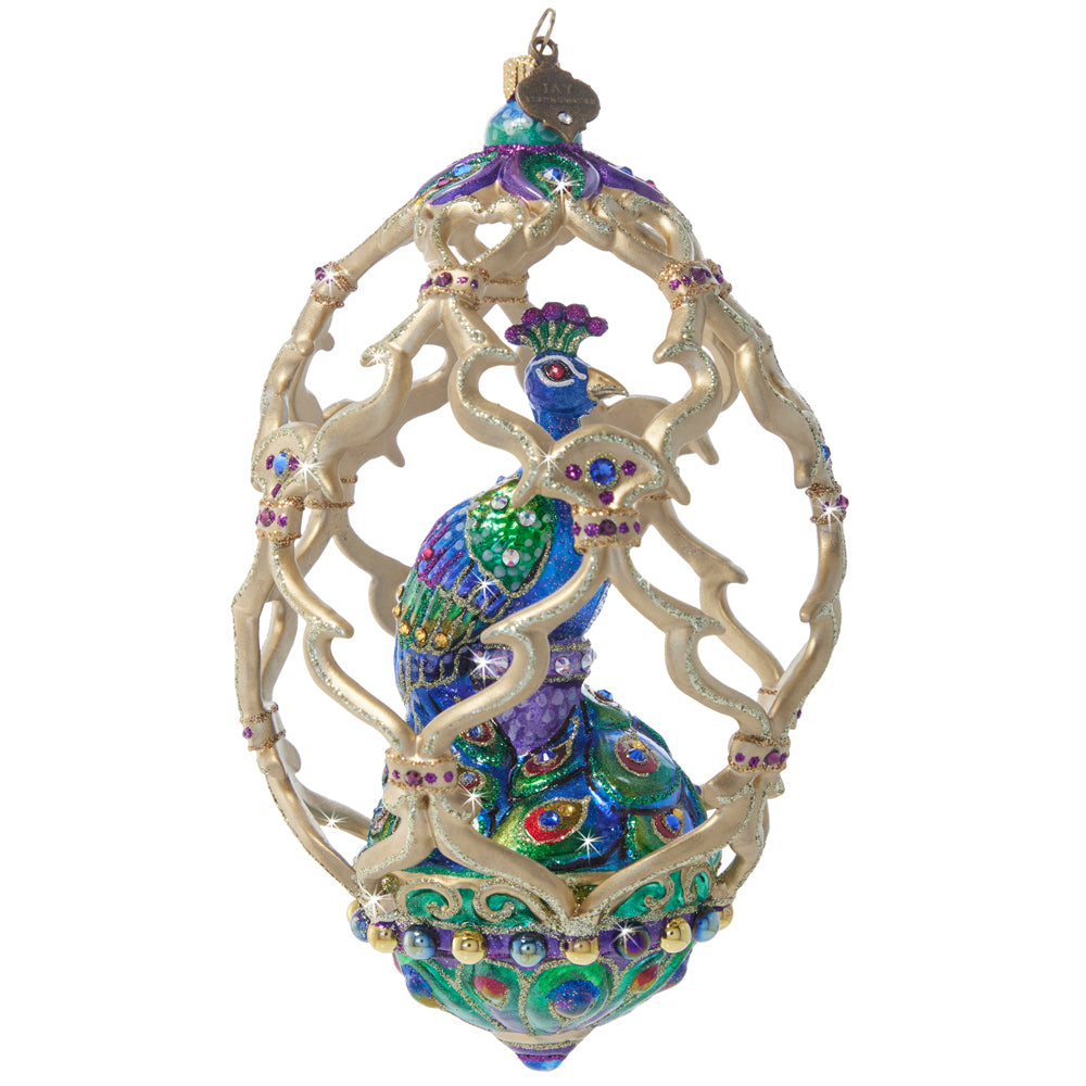 Peacock Egg Glass Ornament