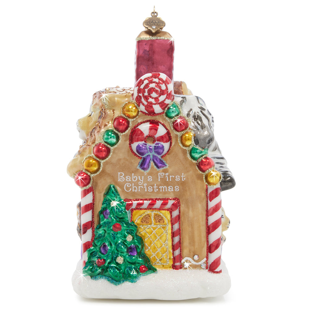 Baby's First Christmas Gingerbread House Glass Ornament
