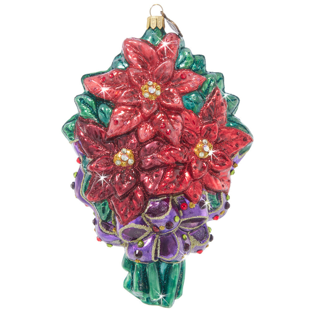 Poinsettia Bouquet Glass Ornament