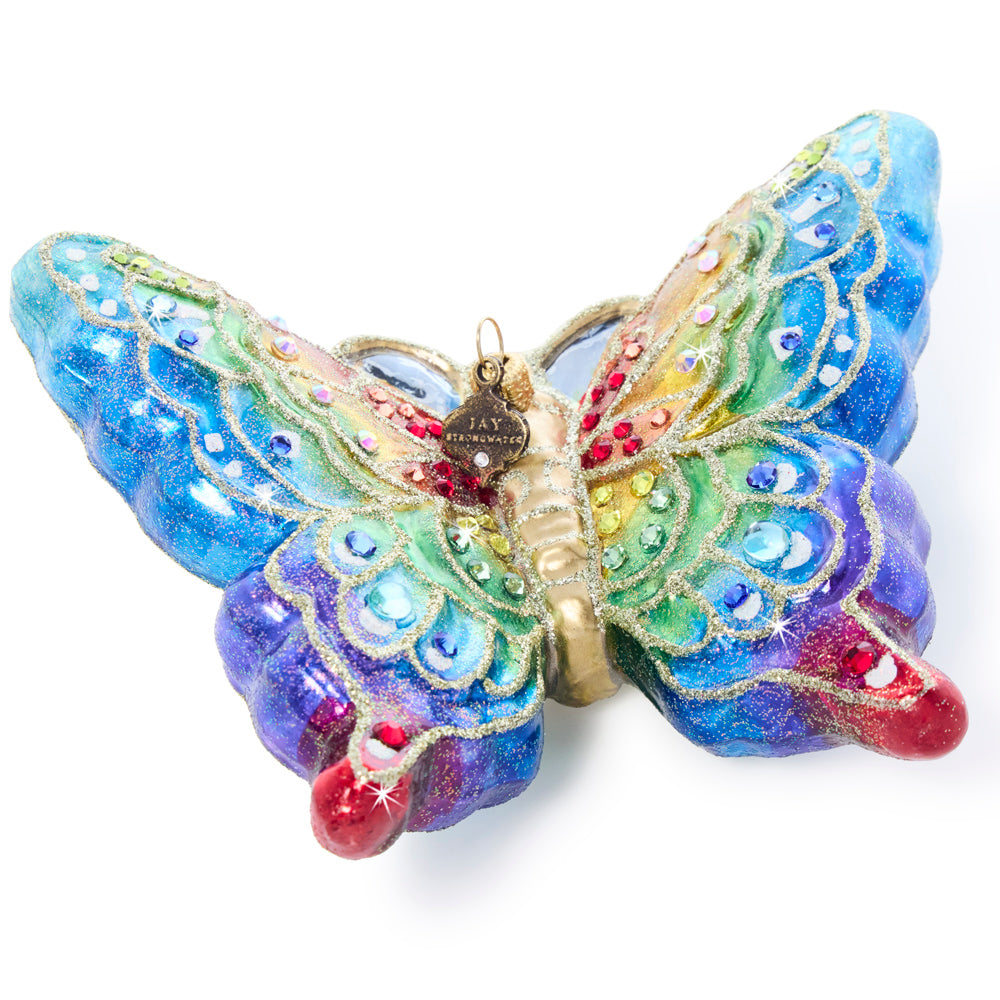 Rainbow Butterfly Glass Ornament