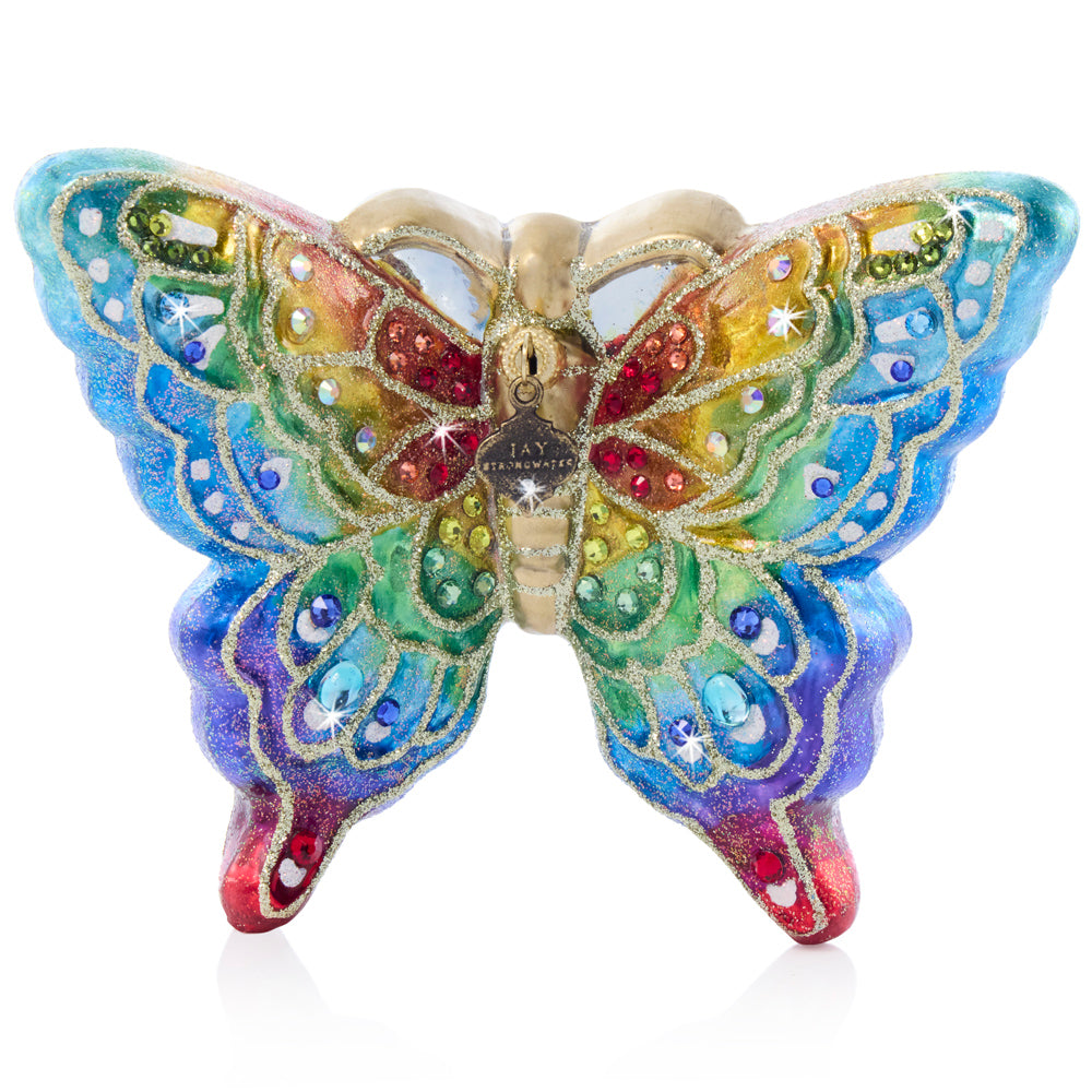 Rainbow Butterfly Glass Ornament