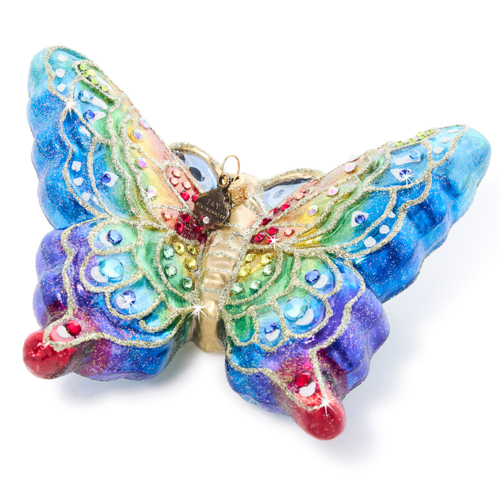 Rainbow Butterfly Glass Ornament