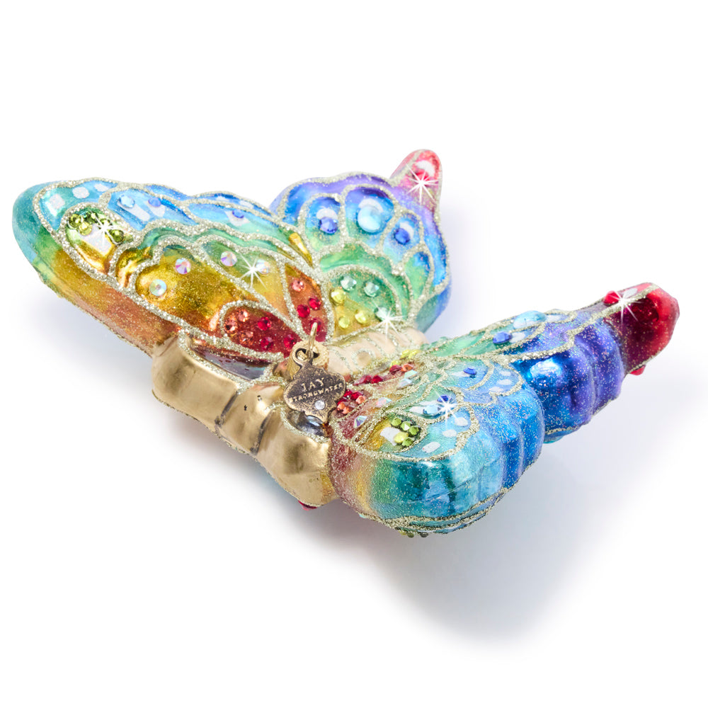 Rainbow Butterfly Glass Ornament