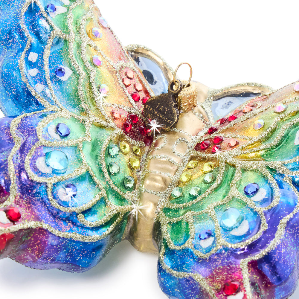 Rainbow Butterfly Glass Ornament