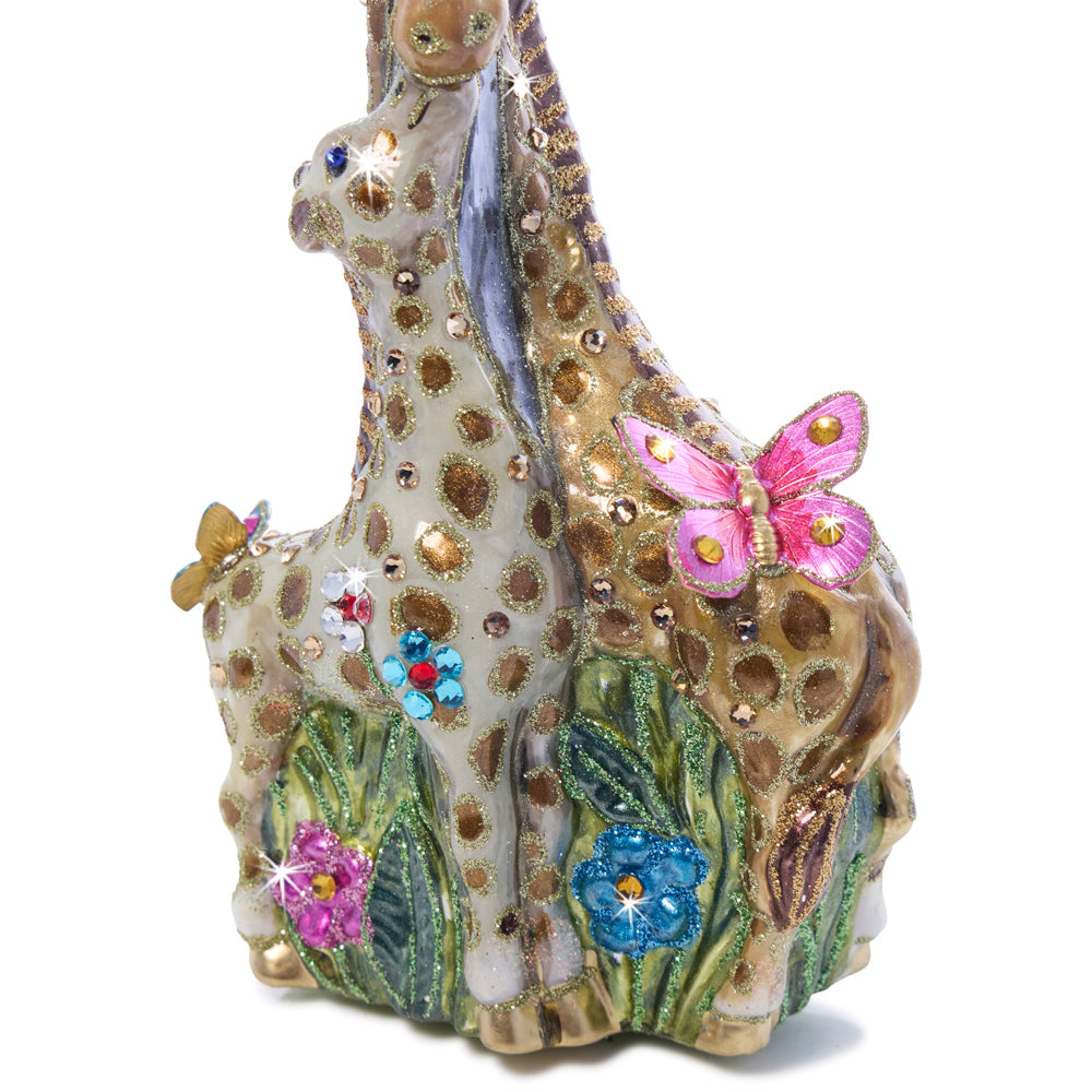 Mom and Baby Giraffe Glass Ornament