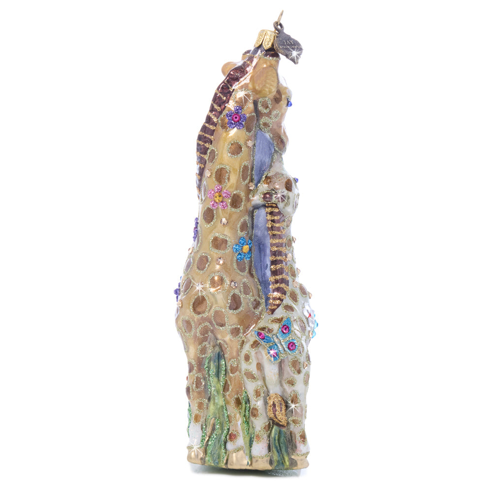 Mom and Baby Giraffe Glass Ornament