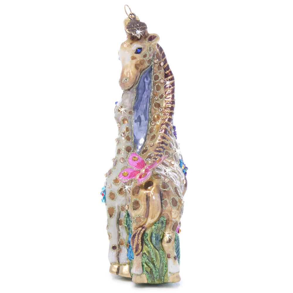 Mom and Baby Giraffe Glass Ornament