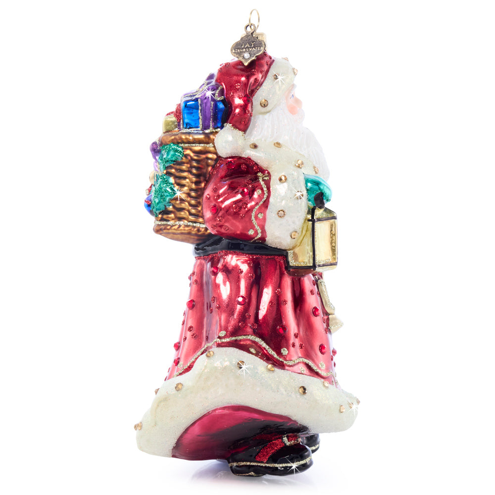 Bountiful Santa Glass Ornament