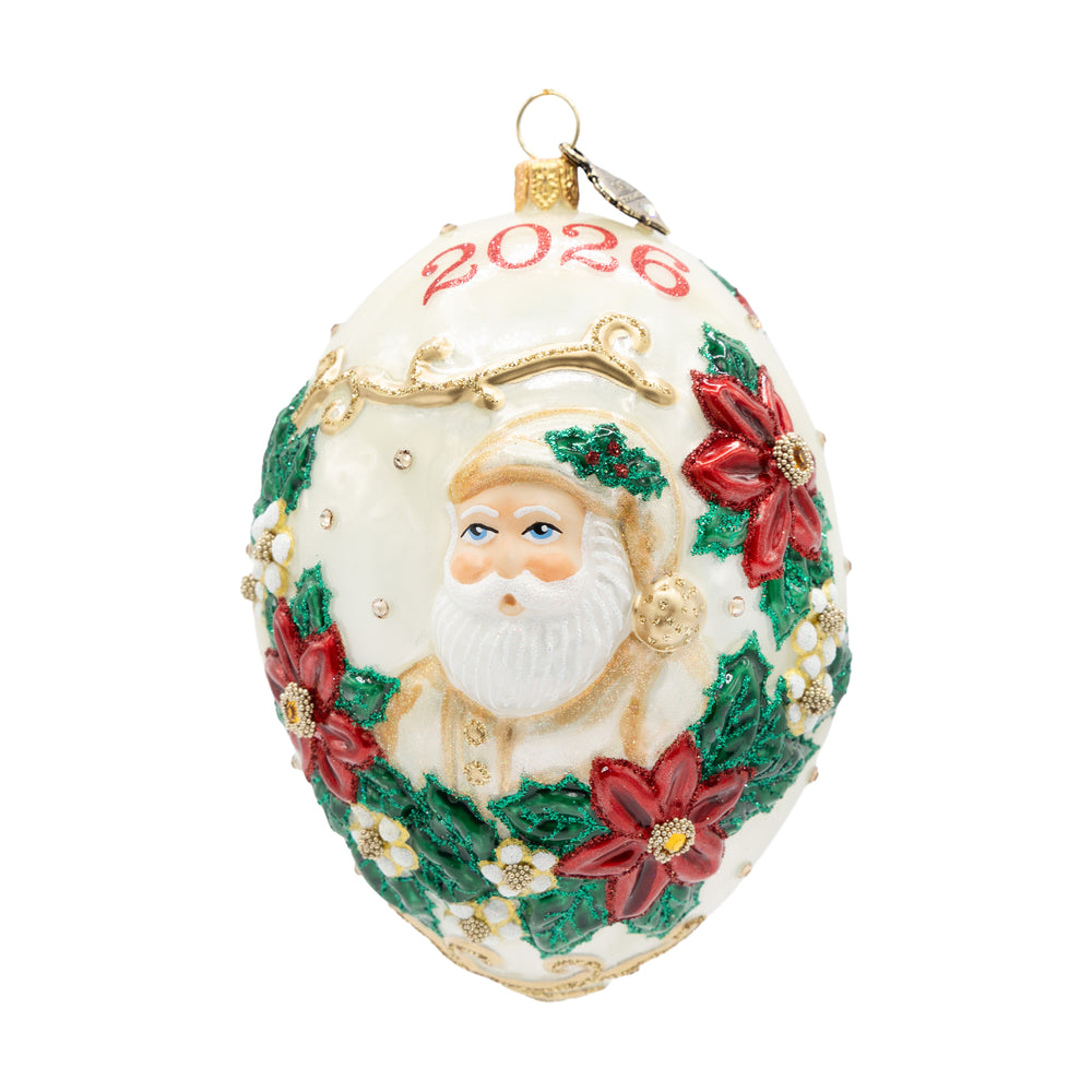 2026 Poinsettia Dated Santa Ornament