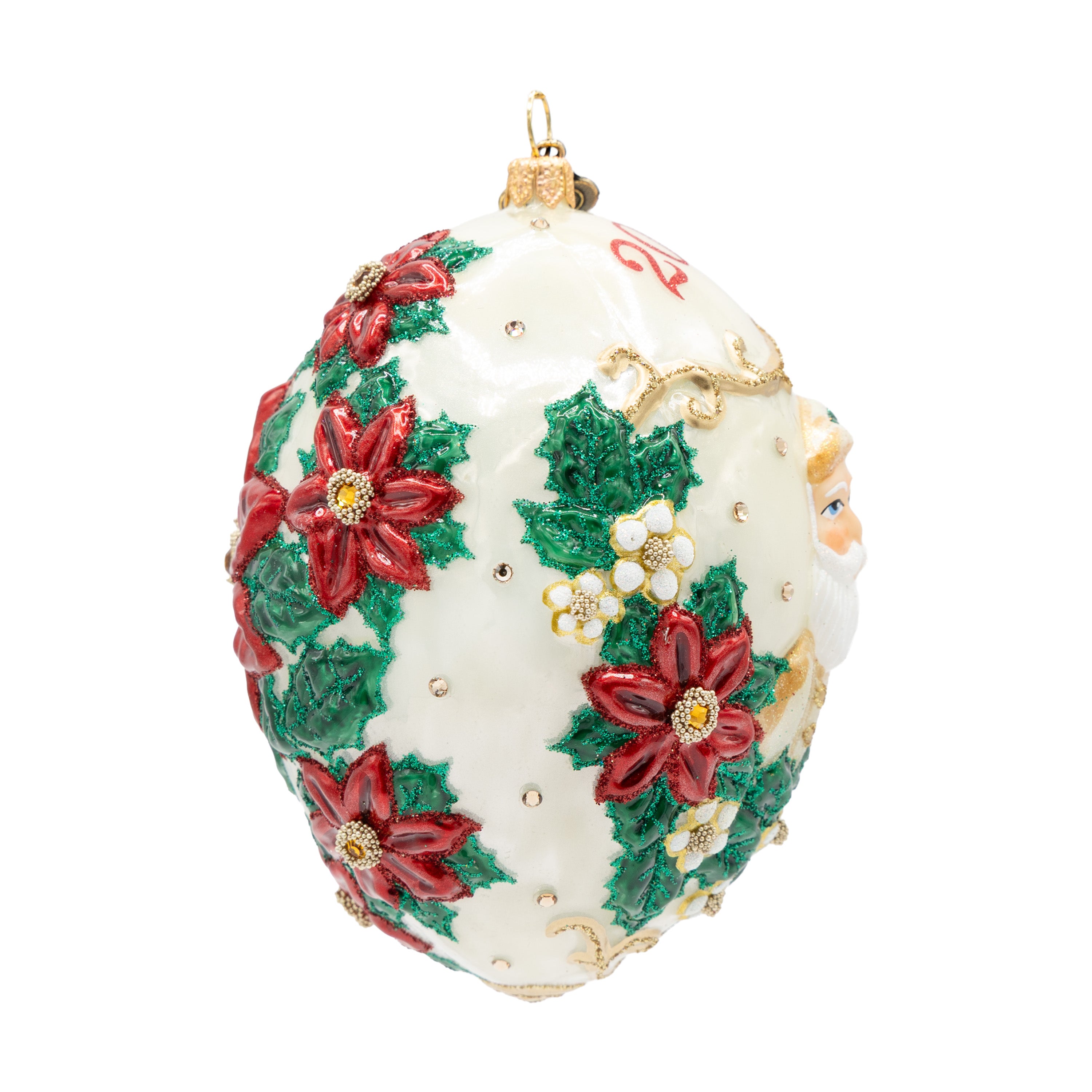2026 Poinsettia Dated Santa Ornament