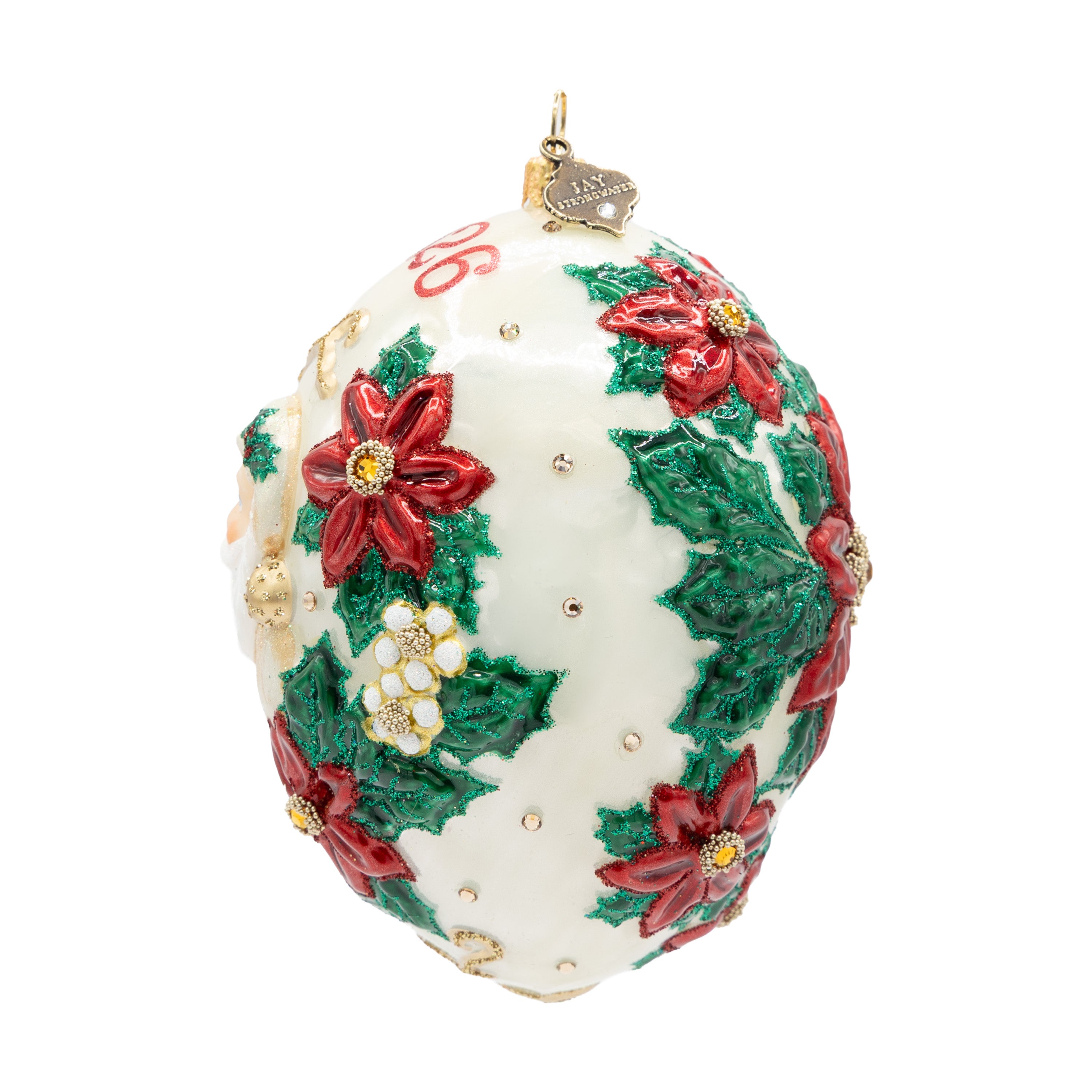 2026 Poinsettia Dated Santa Ornament