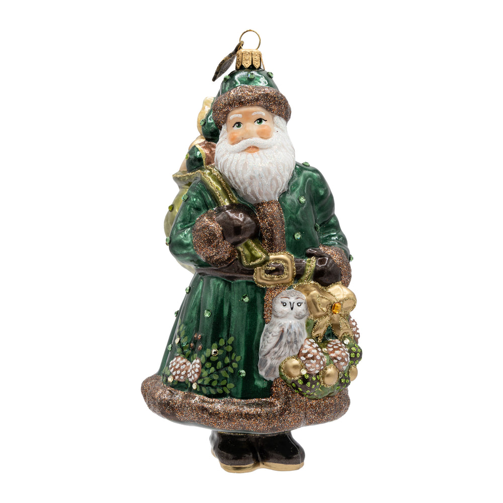 Emerald Woodland Santa Ornament