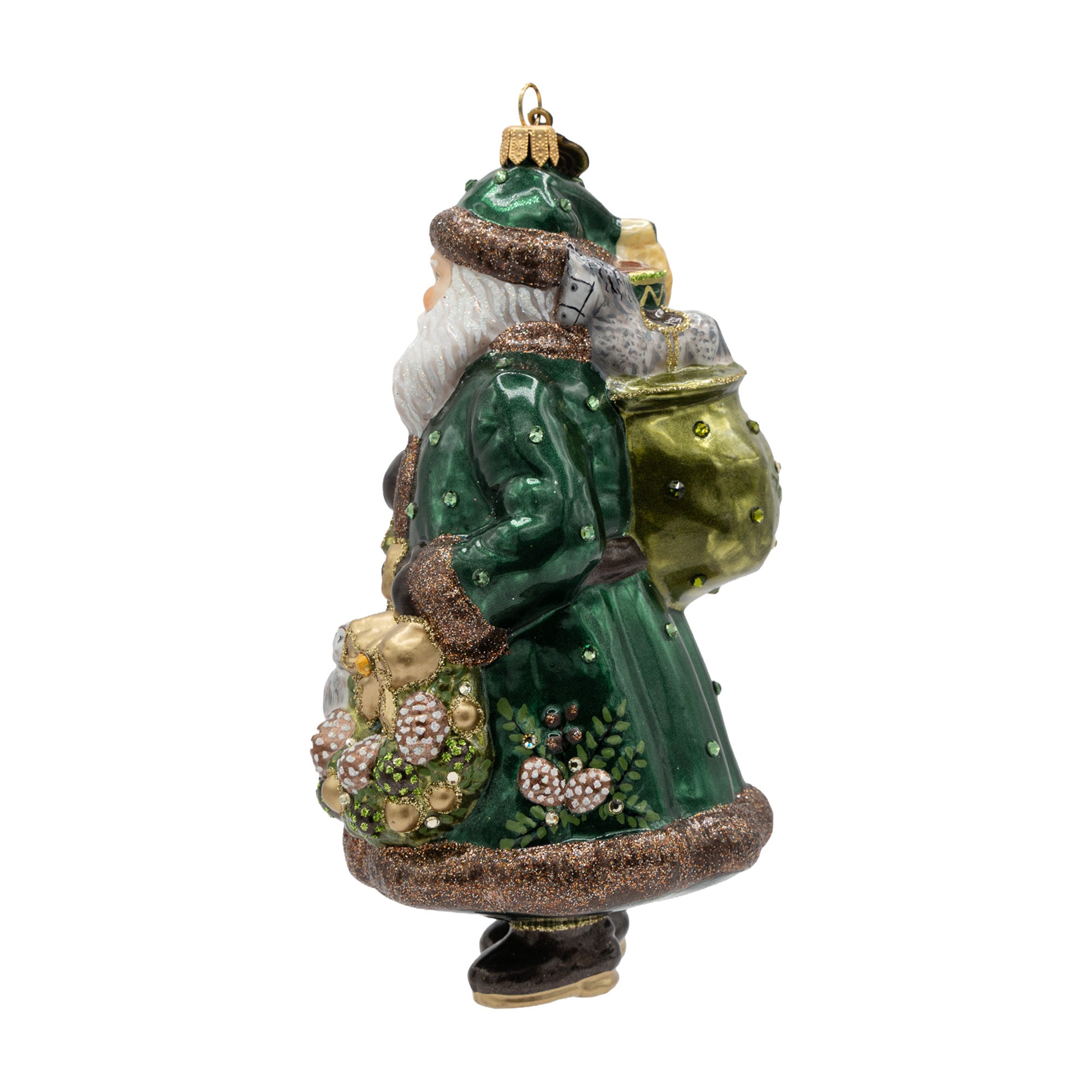 Emerald Woodland Santa Ornament