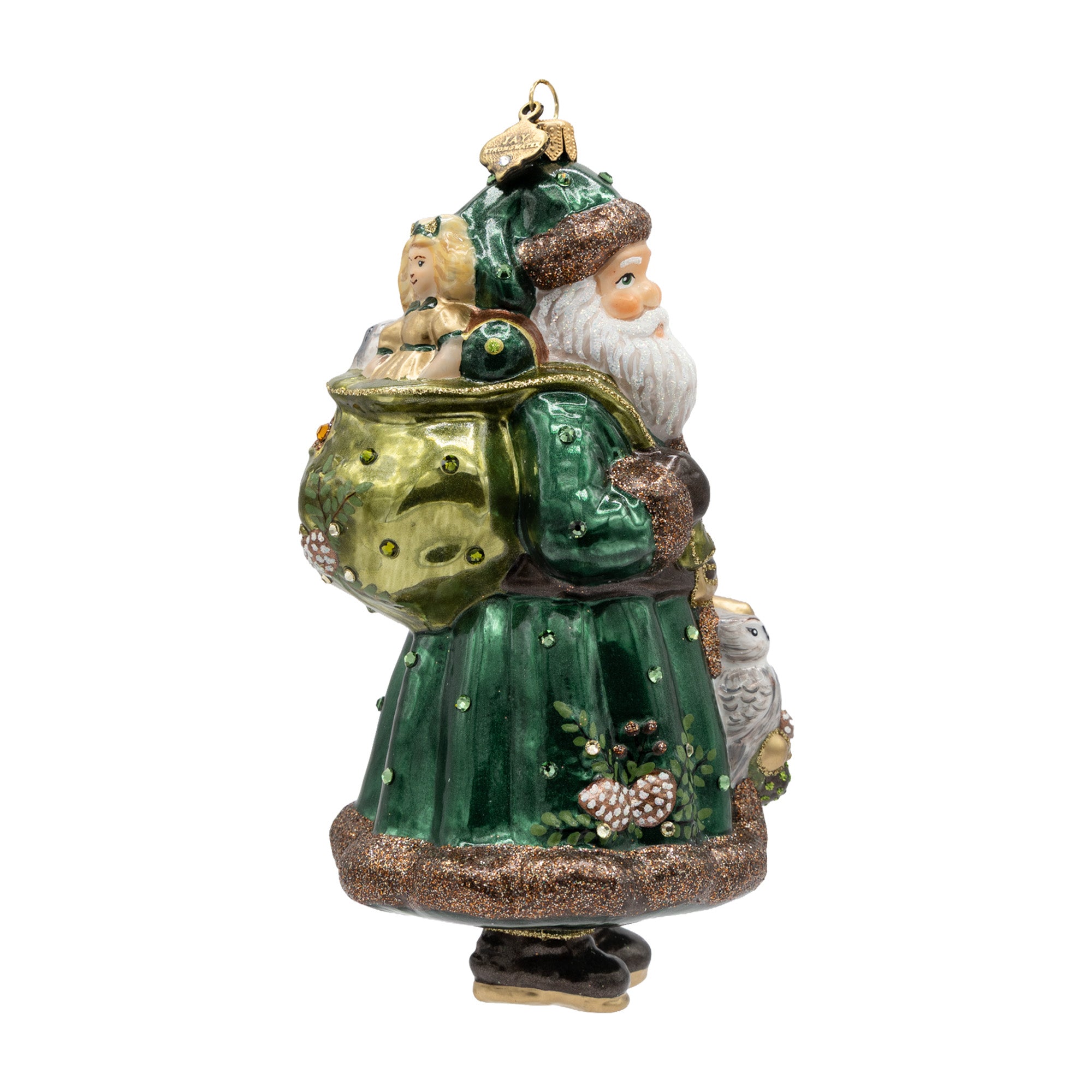 Emerald Woodland Santa Ornament