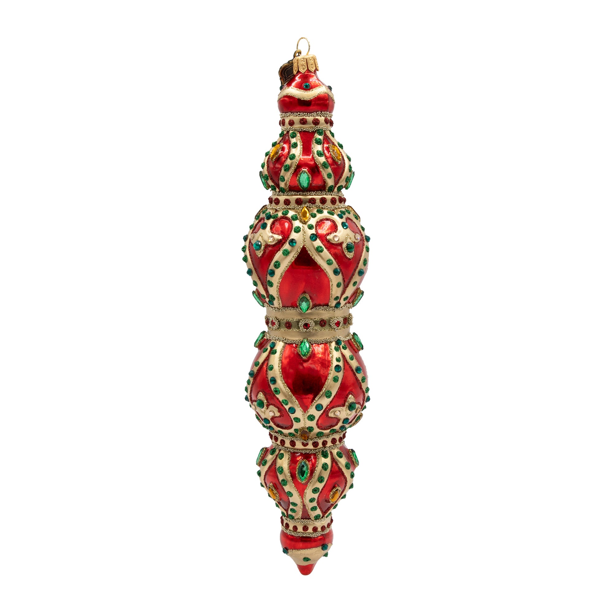 Jewel Icicle Ornament Red and Gold Ornament
