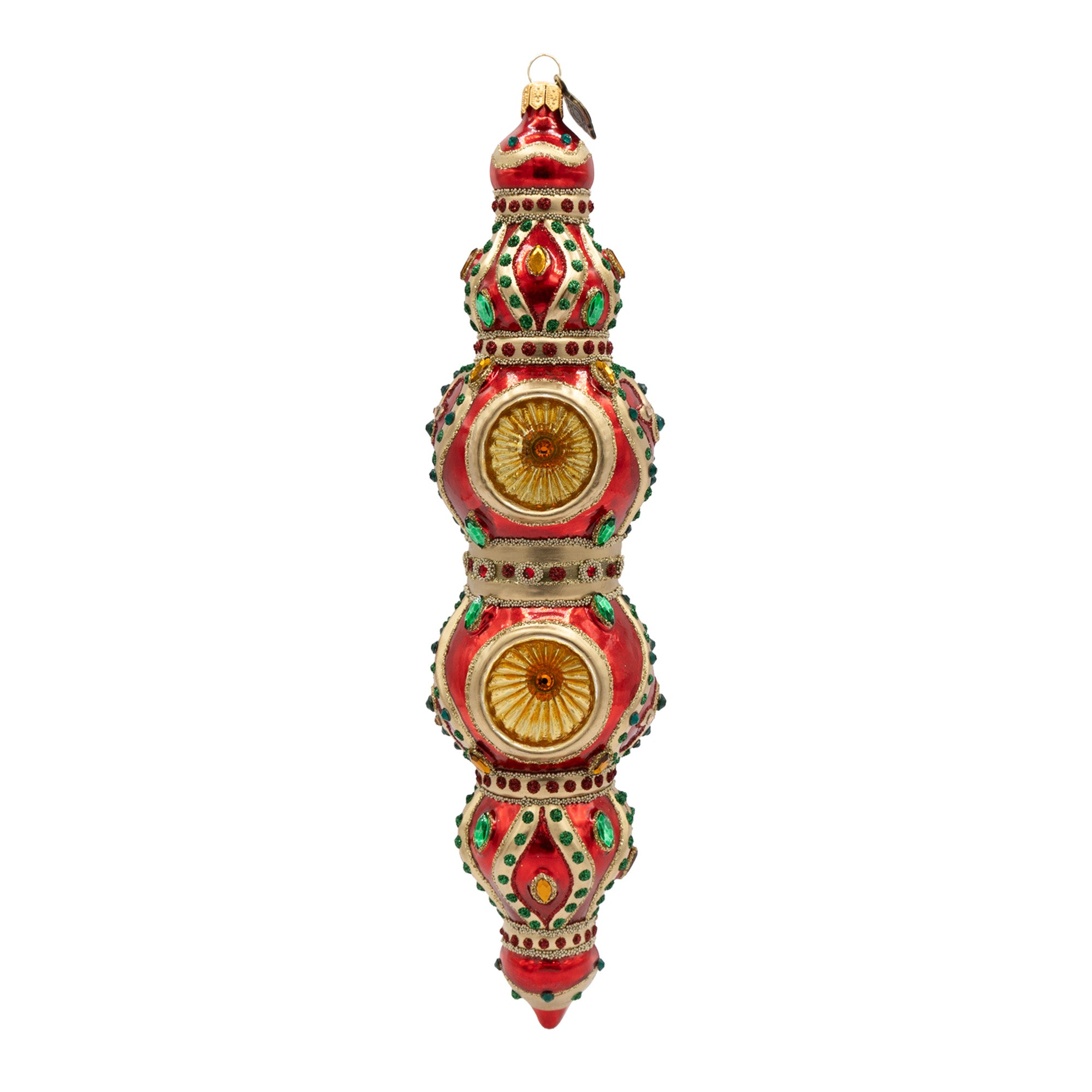 Jewel Icicle Ornament Red and Gold Ornament